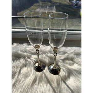 Silver Champagne/Wine Glasses wedding honey moon lovers Valentine’s Day glass